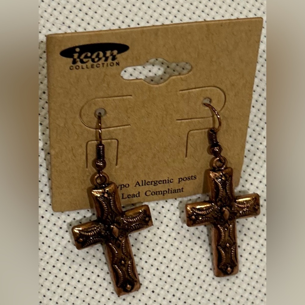 Icon Collection Bronze Cross Earrings